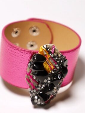Embellished Pink Statement Cuff Bracelet